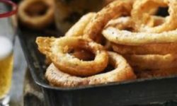 Beer battered Onion Rings with Chili Plum Sauce