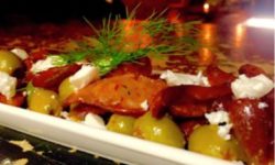 Kalamata and Spanish Olives infused lemon and herbs, sweetened gherkins, Persian feta 